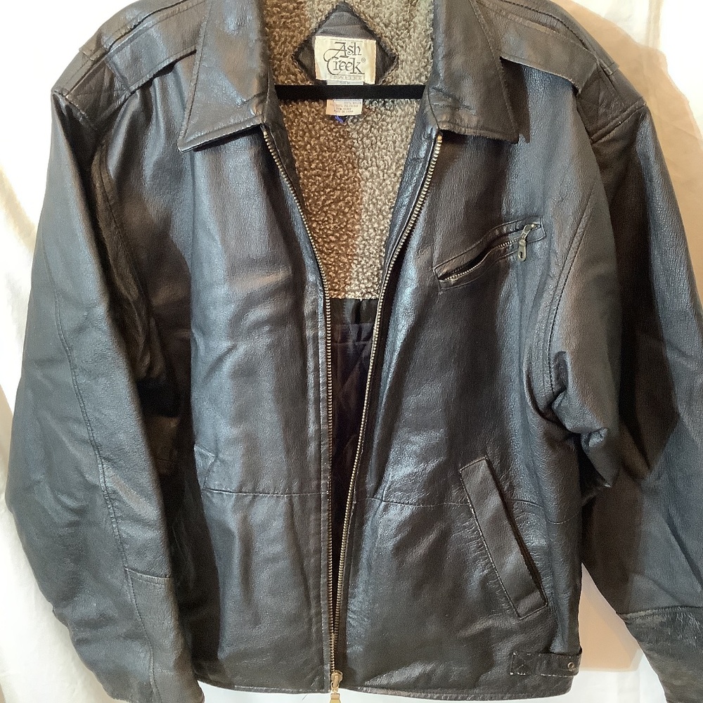 Ash creek trading leather biker distressed black jacket